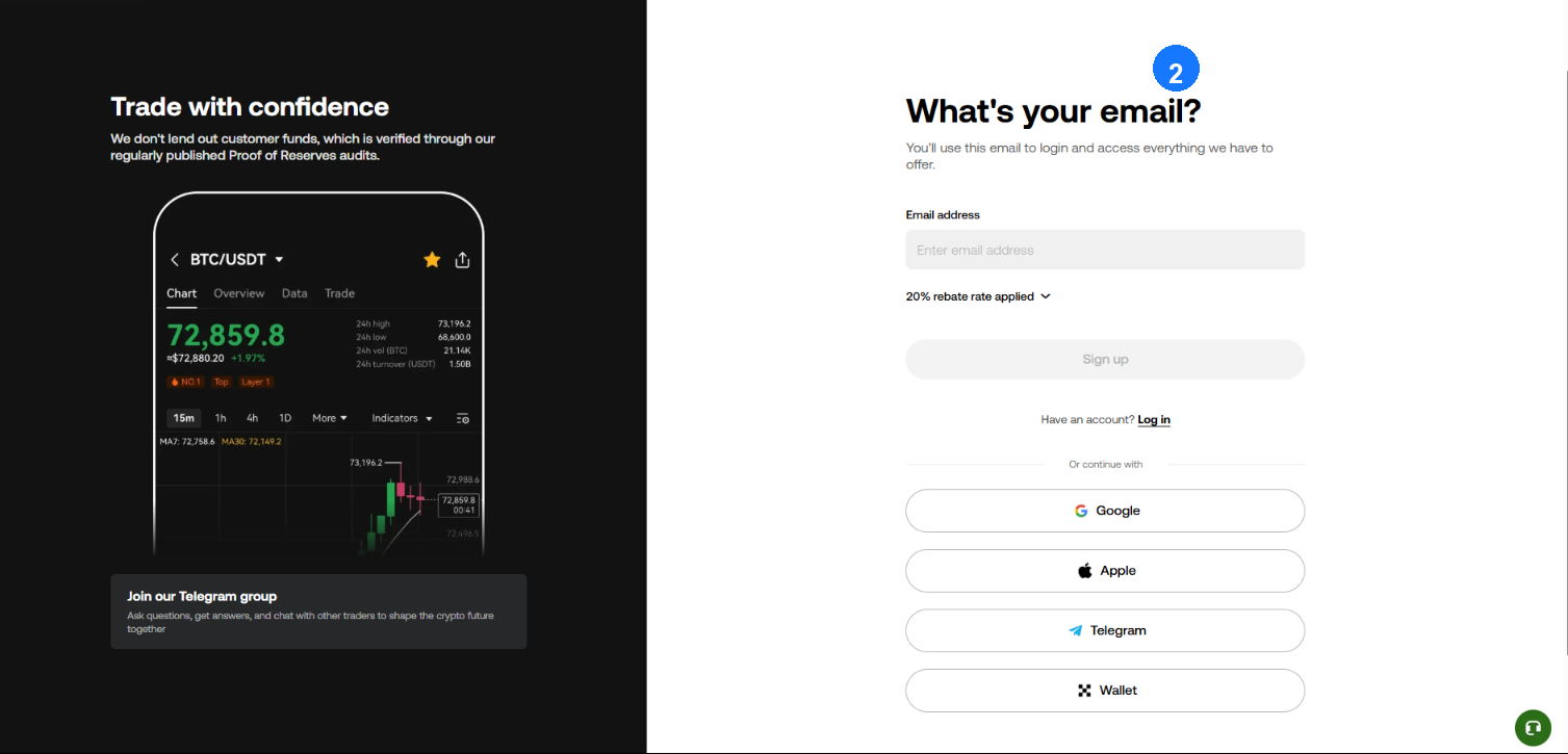 OKX sign up step 2 — Enter your email address